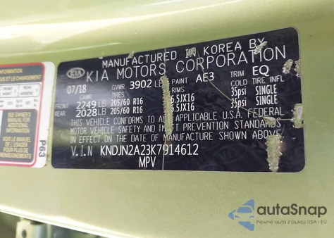 2019 Kia Soul z USA, uszkodzony, nr VIN KNDJN2A23K7914612